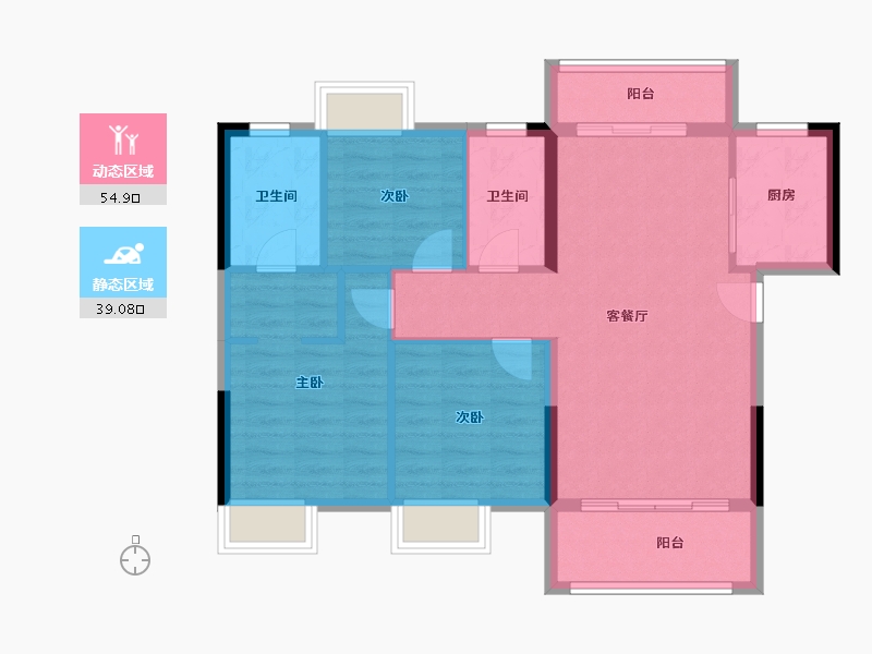 广东省-清远市-奥园誉辜-84.67-户型库-动静分区