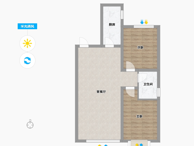 辽宁省-锦州市-东一锦绣蓝湾-64.12-户型库-采光通风