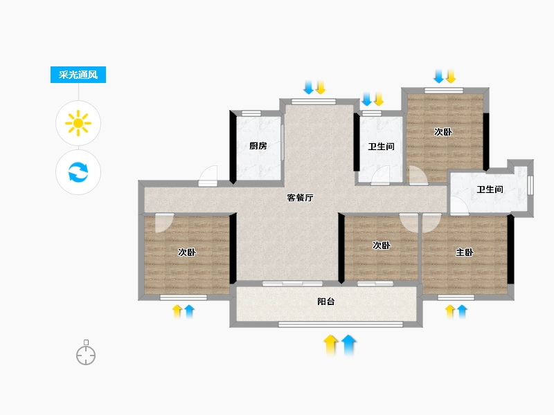 福建省-莆田市-皇庭美域丹郡-105.90-户型库-采光通风