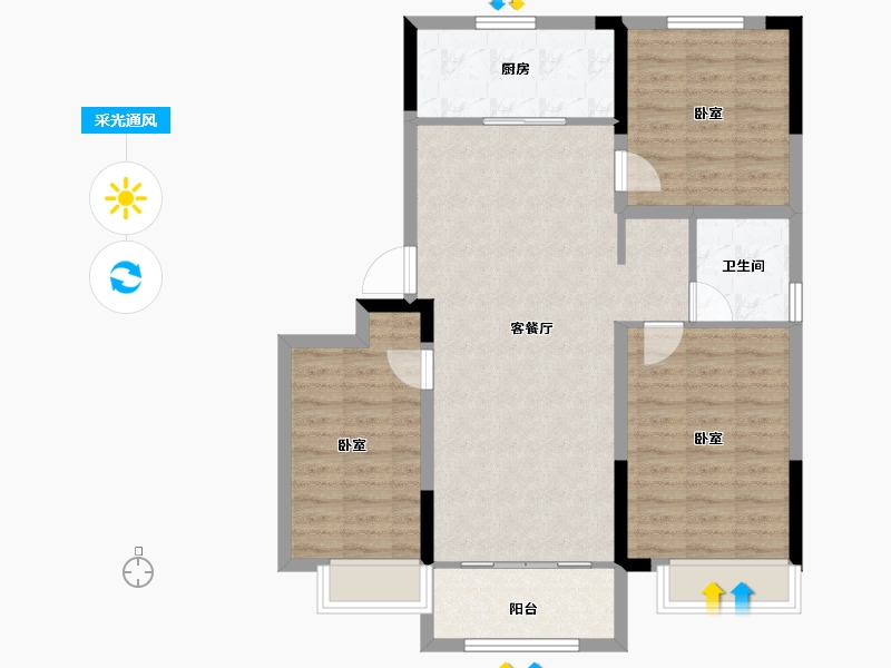 河北省-秦皇岛市-桂园·静雅芳庭-90.17-户型库-采光通风