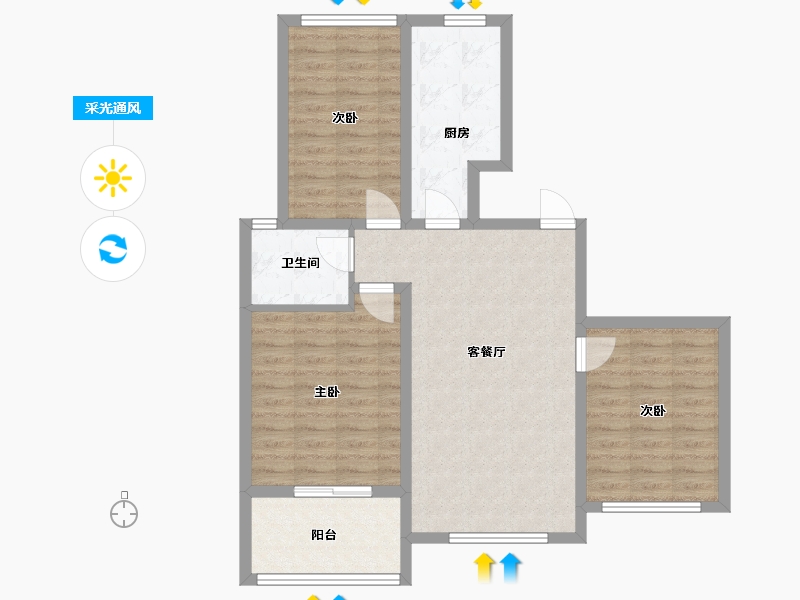 山东省-泰安市-东岳广场-84.07-户型库-采光通风