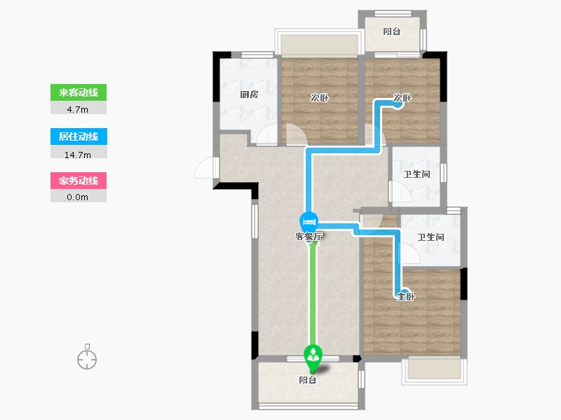 湖北省-荆州市-九坤·玉沙府-88.02-户型库-动静线