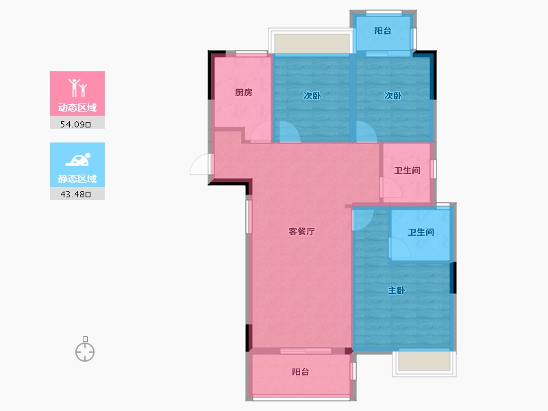 湖北省-荆州市-九坤·玉沙府-88.02-户型库-动静分区