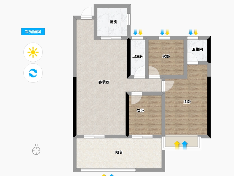 湖北省-荆门市-众和月湖壹品-81.21-户型库-采光通风