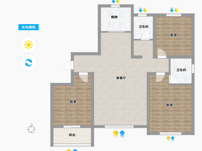 山东省-潍坊市-北斗山河城-101.60-户型库-采光通风