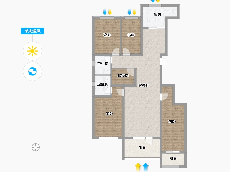 河北省-秦皇岛市-在水一方-123.75-户型库-采光通风