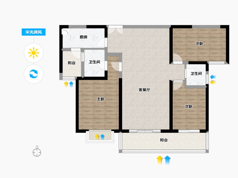 云南省-玉溪市-颐和翡翠府-104.09-户型库-采光通风