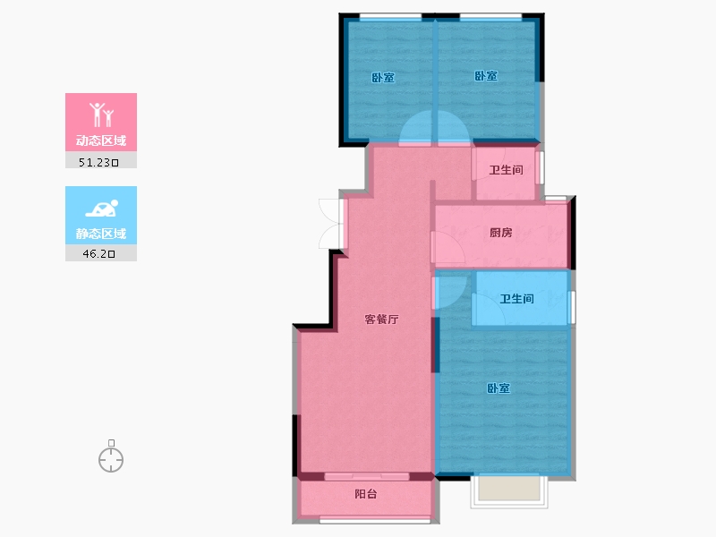 河北省-邯郸市-荣盛君兰苑-88.01-户型库-动静分区