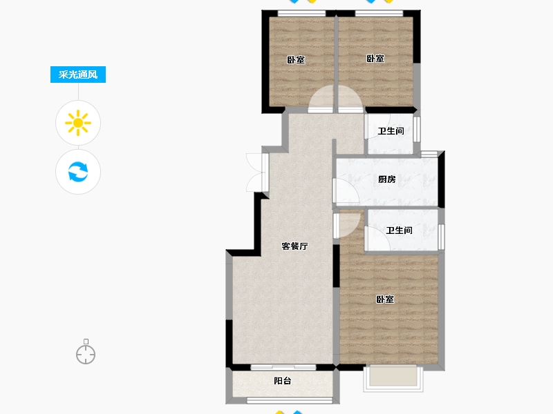 河北省-邯郸市-荣盛君兰苑-88.01-户型库-采光通风