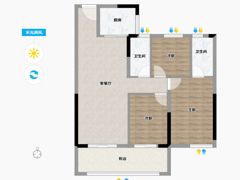 福建省-莆田市-玖玺正荣府3期-92.00-户型库-采光通风