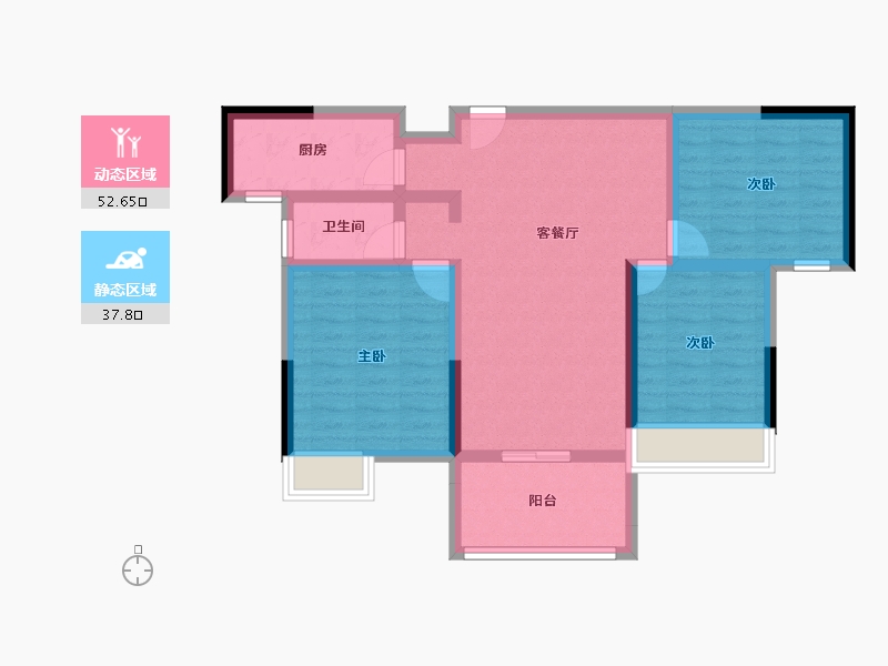 湖北省-荆门市-洋丰·长宁锦园-79.96-户型库-动静分区