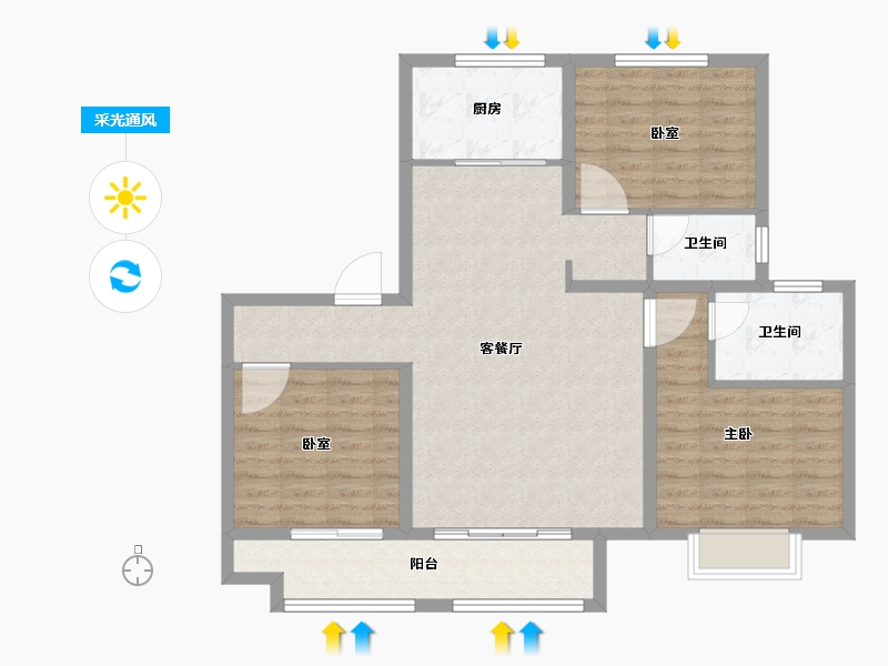 山东省-济宁市-绿郡公馆-100.70-户型库-采光通风