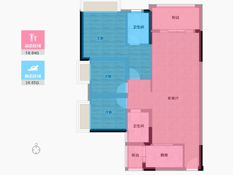 贵州省-黔南布依族苗族自治州-三英·翡翠湾-85.24-户型库-动静分区