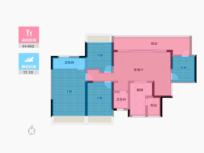 贵州省-贵阳市-融创国宾道-106.54-户型库-动静分区