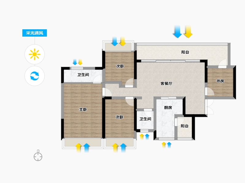 贵州省-贵阳市-融创国宾道-106.54-户型库-采光通风