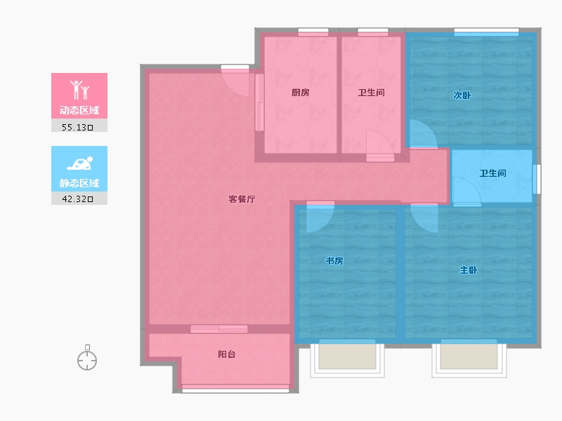 江苏省-连云港市-福居·新天地-86.87-户型库-动静分区