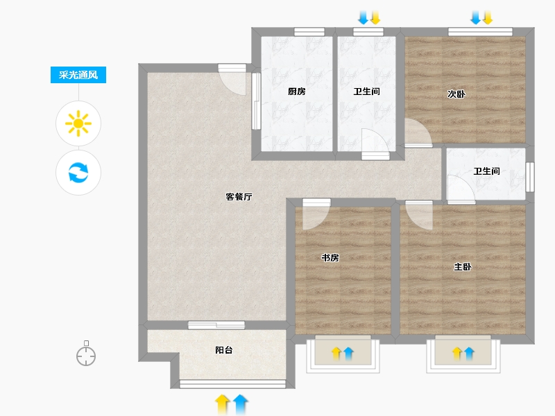 江苏省-连云港市-福居·新天地-86.87-户型库-采光通风