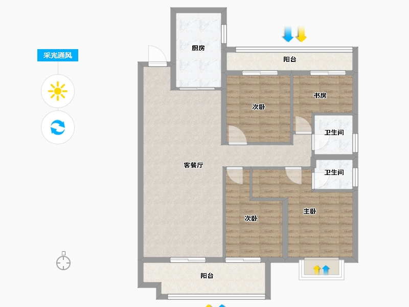 山东省-菏泽市-海鸿单州府君子印-106.49-户型库-采光通风