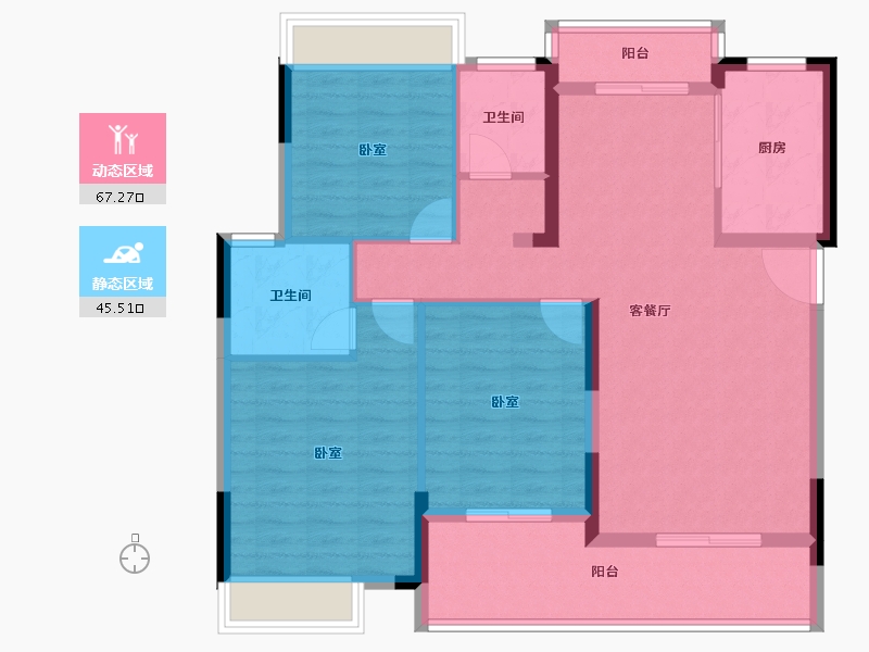 湖北省-荆门市-洋丰·凤凰香醍-101.63-户型库-动静分区