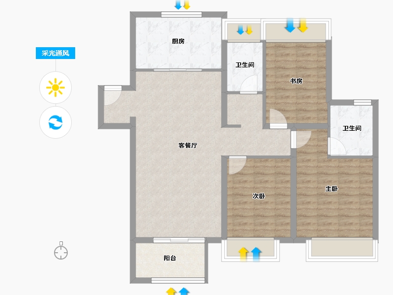 安徽省-滁州市-凯迪融创玉兰公馆-96.10-户型库-采光通风