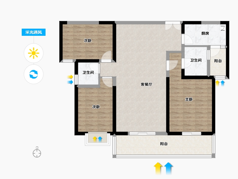 云南省-玉溪市-颐和翡翠府-103.60-户型库-采光通风