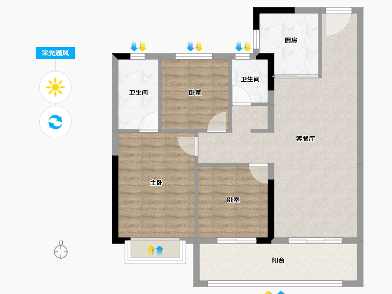 福建省-莆田市-三盛中梁璞悦风华-87.14-户型库-采光通风