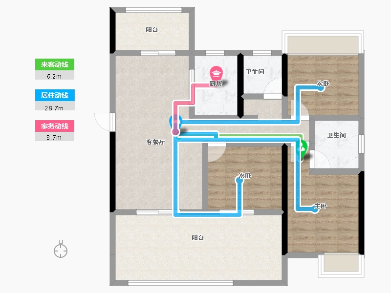 湖北省-荆门市-众和月湖壹品-95.54-户型库-动静线