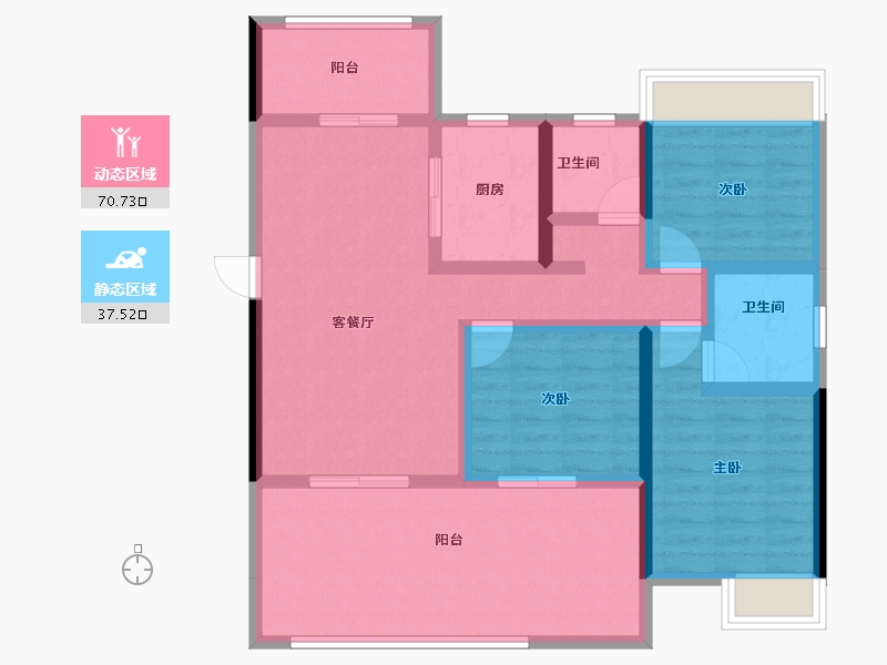 湖北省-荆门市-众和月湖壹品-95.54-户型库-动静分区