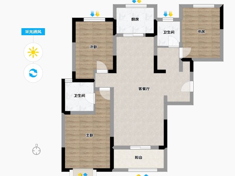 山西省-运城市-舜都首府-91.36-户型库-采光通风