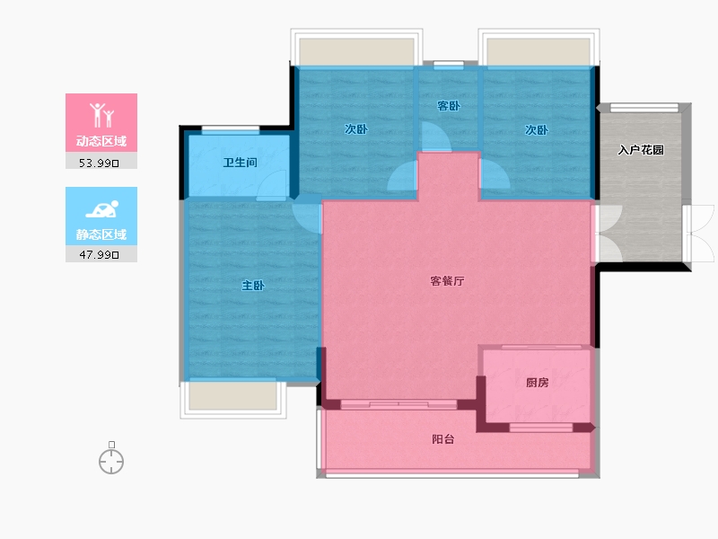 贵州省-黔东南苗族侗族自治州-学府人家-102.00-户型库-动静分区