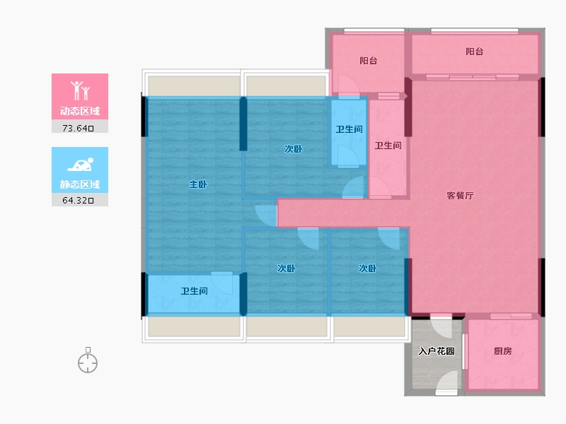 广东省-清远市-清新·凯旋门-130.01-户型库-动静分区