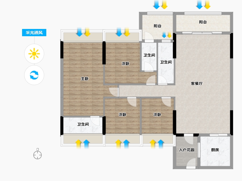 广东省-清远市-清新·凯旋门-130.01-户型库-采光通风