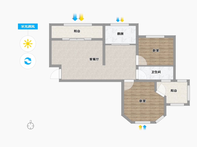 山东省-烟台市-万豪伊顿-84.01-户型库-采光通风