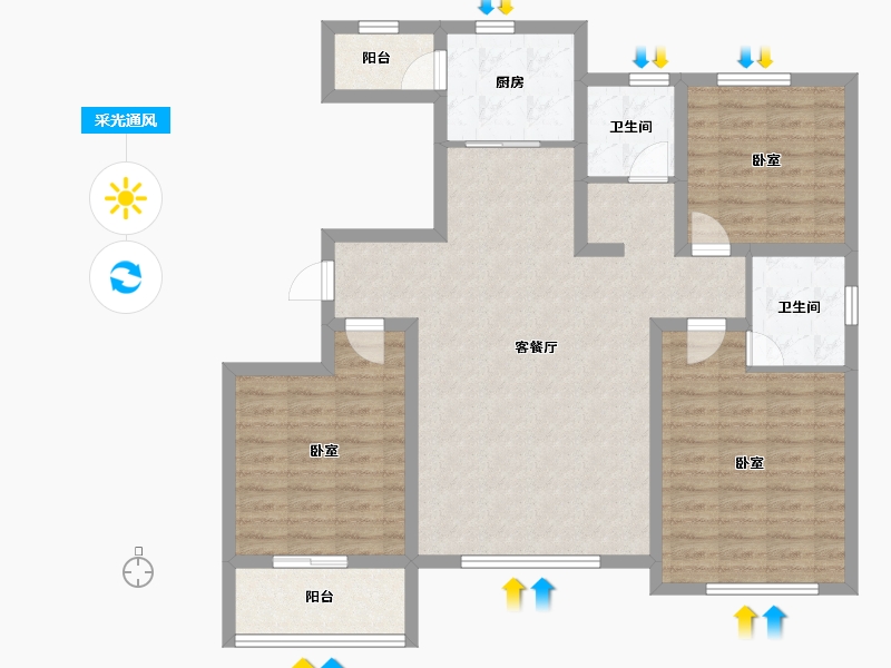 山东省-潍坊市-北斗山河城-102.41-户型库-采光通风