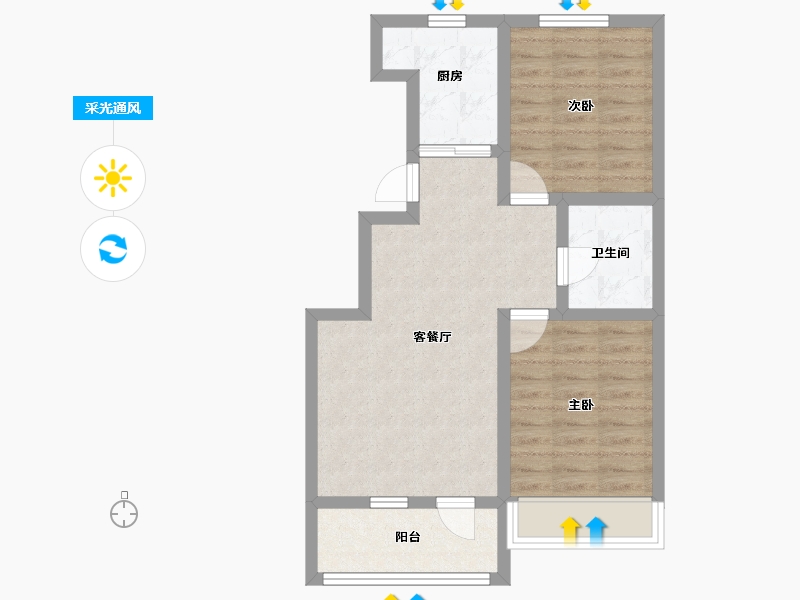 河北省-秦皇岛市-万科拾光海湾-60.01-户型库-采光通风