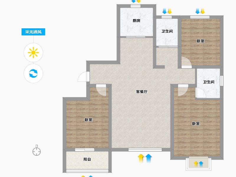 山东省-潍坊市-北斗山河城-100.81-户型库-采光通风