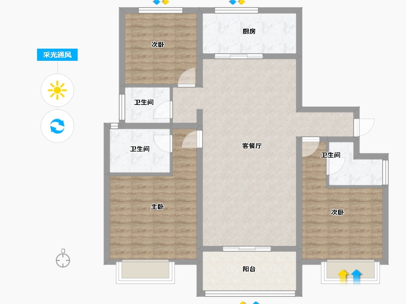 山东省-菏泽市-水发嘉善壹号-108.96-户型库-采光通风