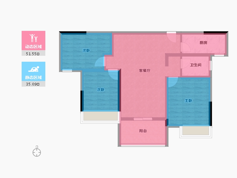 湖北省-荆门市-洋丰·长宁锦园-76.48-户型库-动静分区