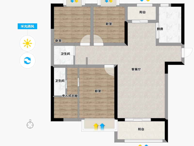 河北省-石家庄市-福商祥云筑-88.86-户型库-采光通风