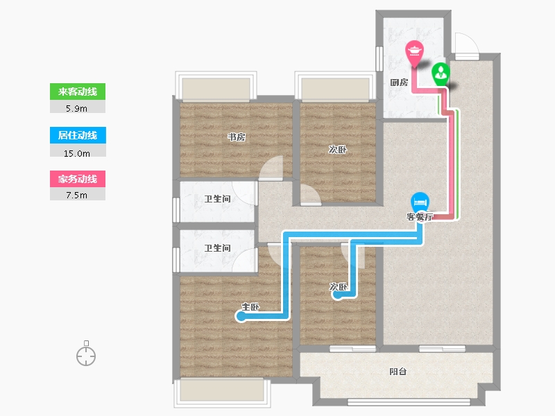 江苏省-宿迁市-钟吾·正荣府-111.20-户型库-动静线