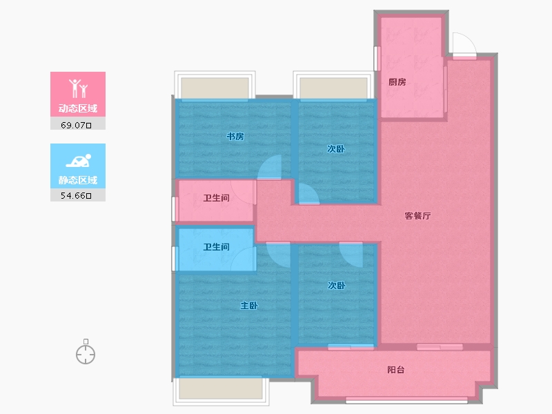 江苏省-宿迁市-钟吾·正荣府-111.20-户型库-动静分区