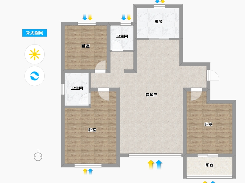 山东省-潍坊市-北斗山河城-101.60-户型库-采光通风