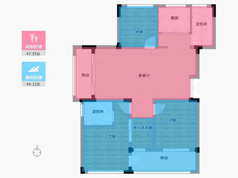 浙江省-金华市-商城朝阳万象-86.40-户型库-动静分区