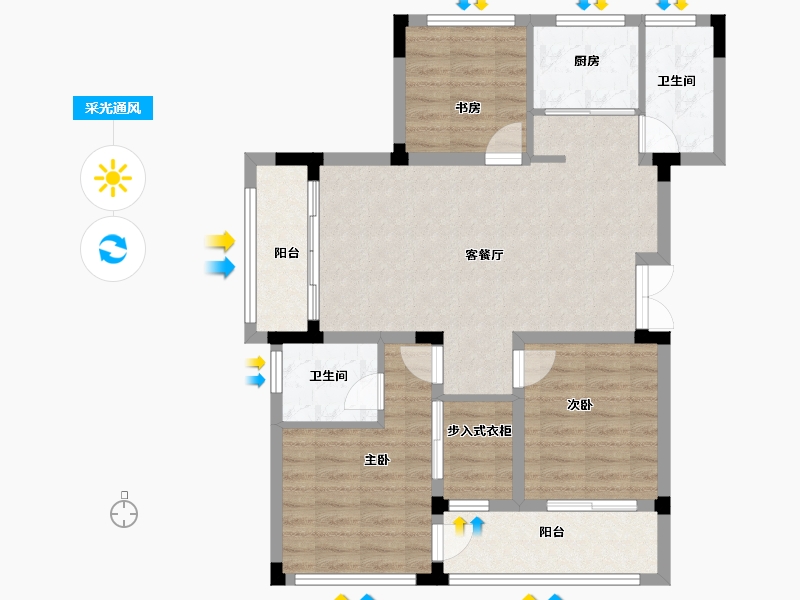 浙江省-金华市-商城朝阳万象-86.40-户型库-采光通风