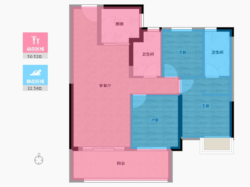 福建省-莆田市-玖玺正荣府3期-74.40-户型库-动静分区