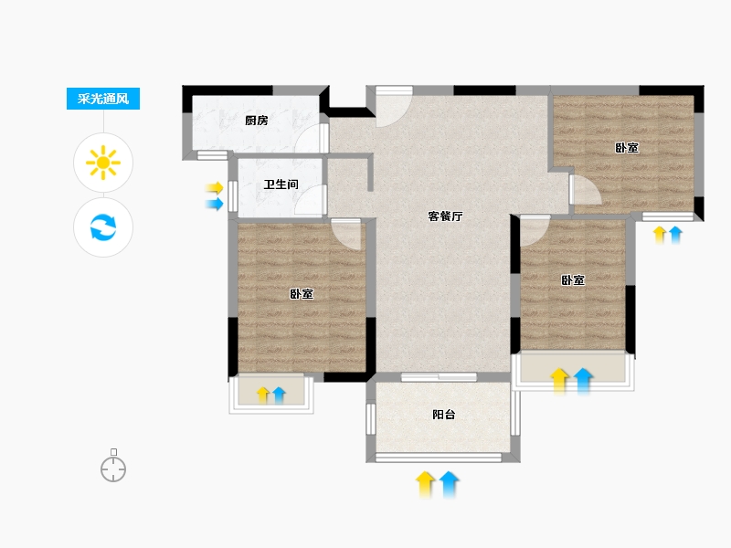 湖北省-荆门市-洋丰·凤凰香醍-82.40-户型库-采光通风