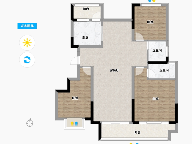 河南省-濮阳市-冶都玖號院一期-94.40-户型库-采光通风