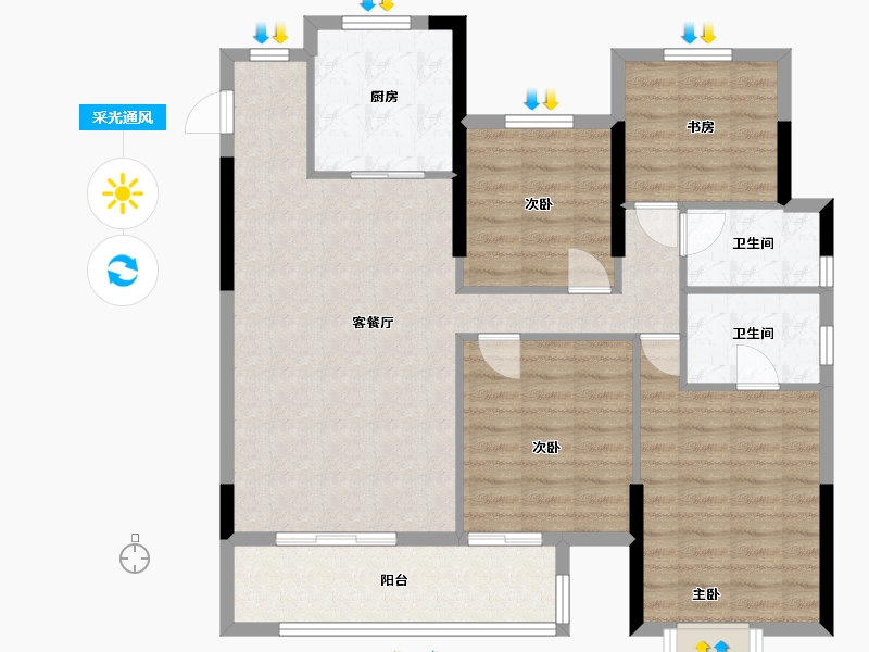 福建省-莆田市-三盛璞悦公馆-100.90-户型库-采光通风