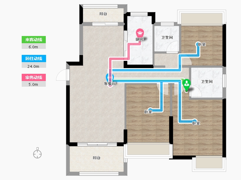 湖北省-荆门市-洋丰·象山玉园-90.74-户型库-动静线