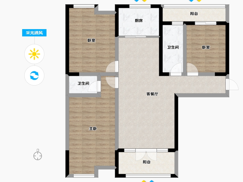 湖北省-咸宁市-九重锦·揽月公馆-100.28-户型库-采光通风